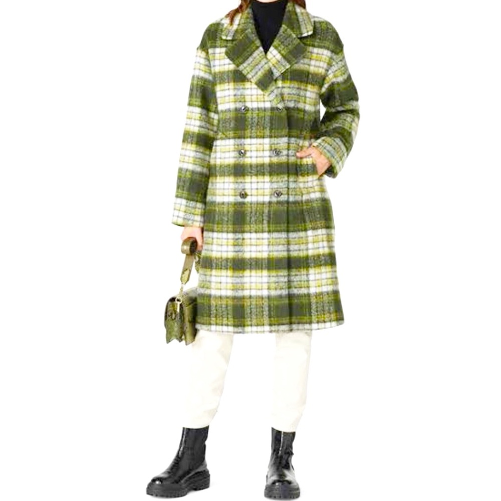 NVLT green plaid double breasted coat